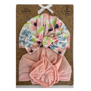 Baby Essentials Baby Girl Headwrap Turban  2 Pack – 0-6 Months