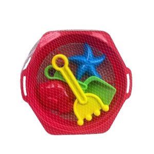 Kids Plastic Beach Sand Sifters – 5 Piece Set – Red