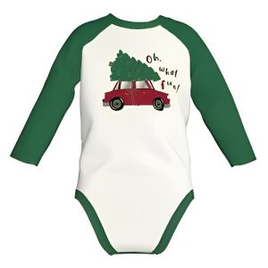 Holiday Time Baby Raglan Long Sleeve Bodysuit – Green Raglan