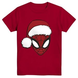 Marvel Spiderman Santa Boys Short Sleeve Graphic T-shirt – Red