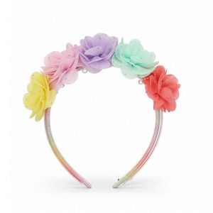 Wonder Nation Girls Chiffon Flowers and Glitter Ombre Headbands, 2-Pack
