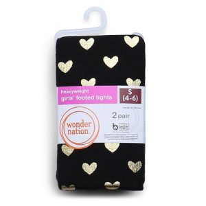 Wonder Nation Girls Patterned Legging, 2-Pack, Sizes S-XL – Black Heart