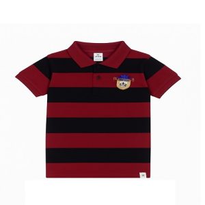 IST Boys Pique Polo Bold Stripe Crested T-Shirt – BB