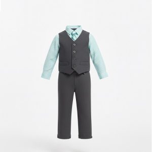 Blueberi Boulevarde Boys’ Vest, Shirt, Tie & Pant 4-Piece Clothing Set